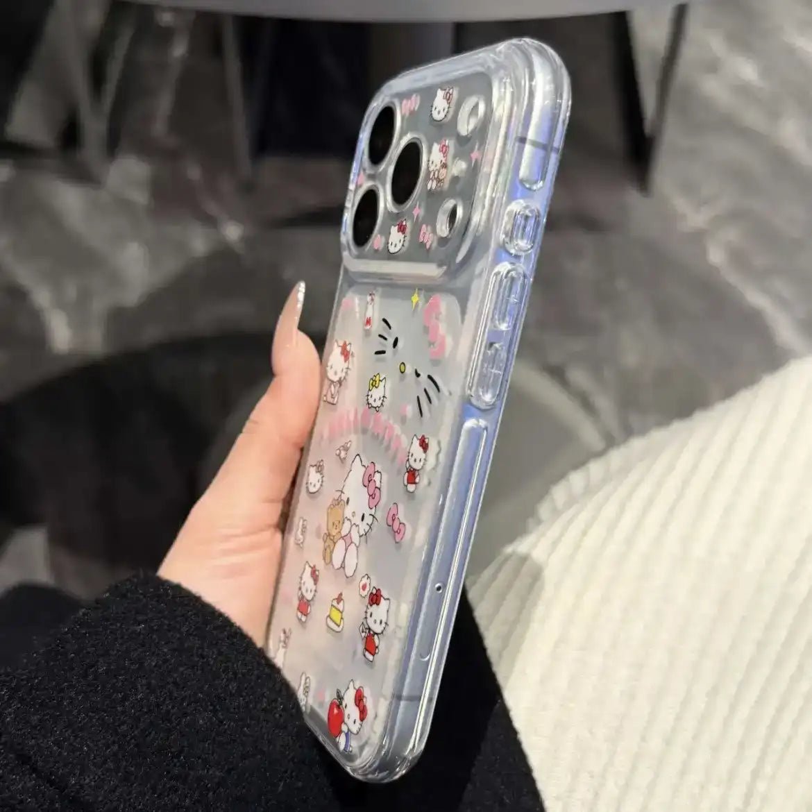 CuteKittyCornerAirbagAnti-DropProtectionClearTPUiPhoneCase2_2.jpg Cute Kitty Corner Airbag Anti-Drop Protection Clear TPU iPhone Case With Kitten Bracelet