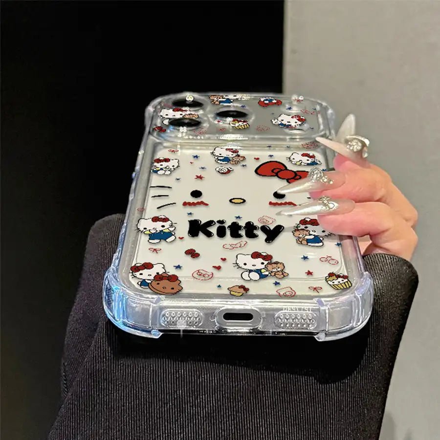 Cute Kitty Corner Airbag Anti-Drop Protection Clear TPU iPhone Case