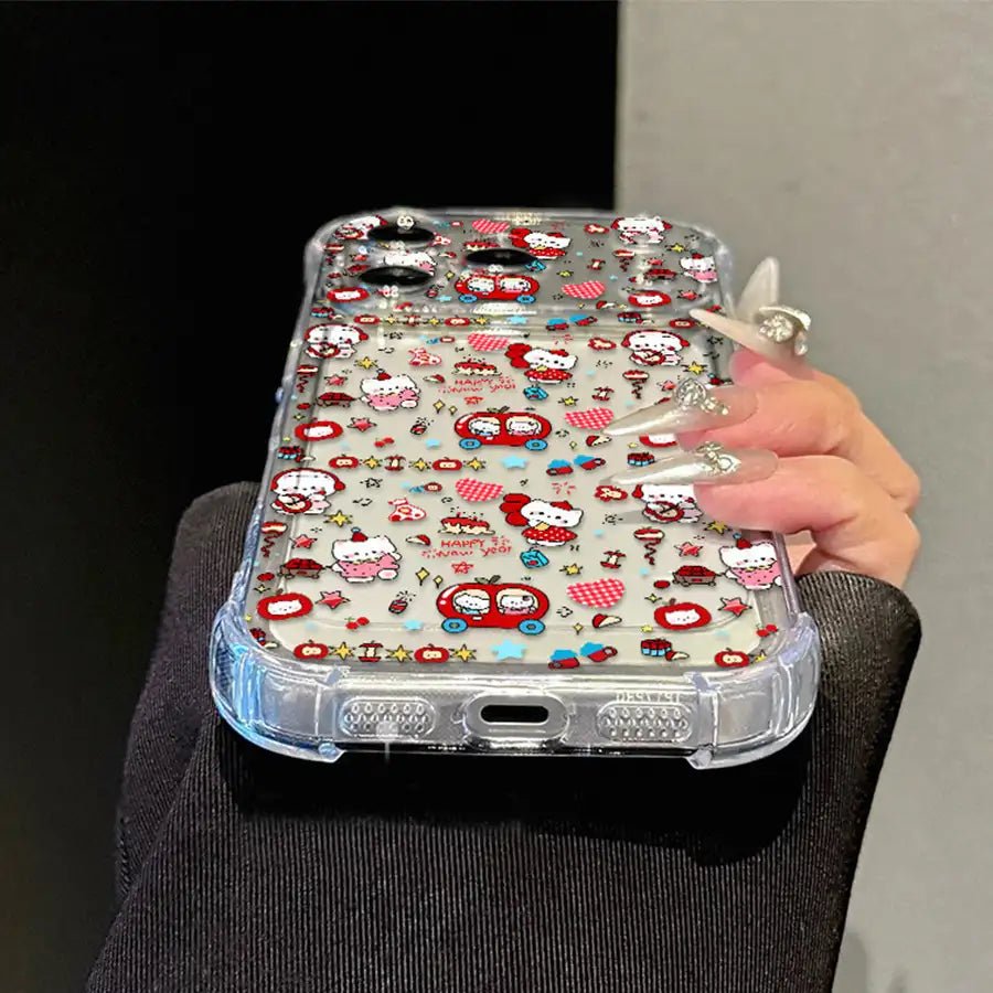Cute Kitty Corner Airbag Anti-Drop Protection Clear TPU iPhone Case