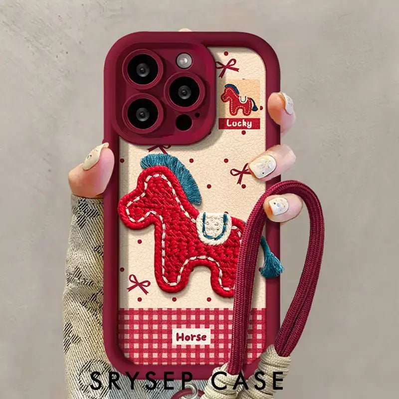 CutePlushHorseLeatherPhoneCaseforiPhoneSiliconeCoverWithLanyardCharm_1.jpg Cute Plush Lucky Horse Leather Phone Case for iPhone Bow Cover With Charm