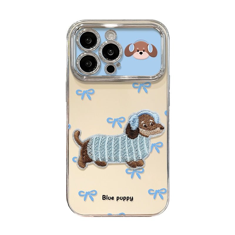 CutePuppyCharmPhoneCaseforiPhone17Air161514131211XProMaxPlus00002.jpg Cute Embroidered Puppy Charm Phone Case for iPhone 17 Air 16 15 14 13 12 11 X Pro Max Plus