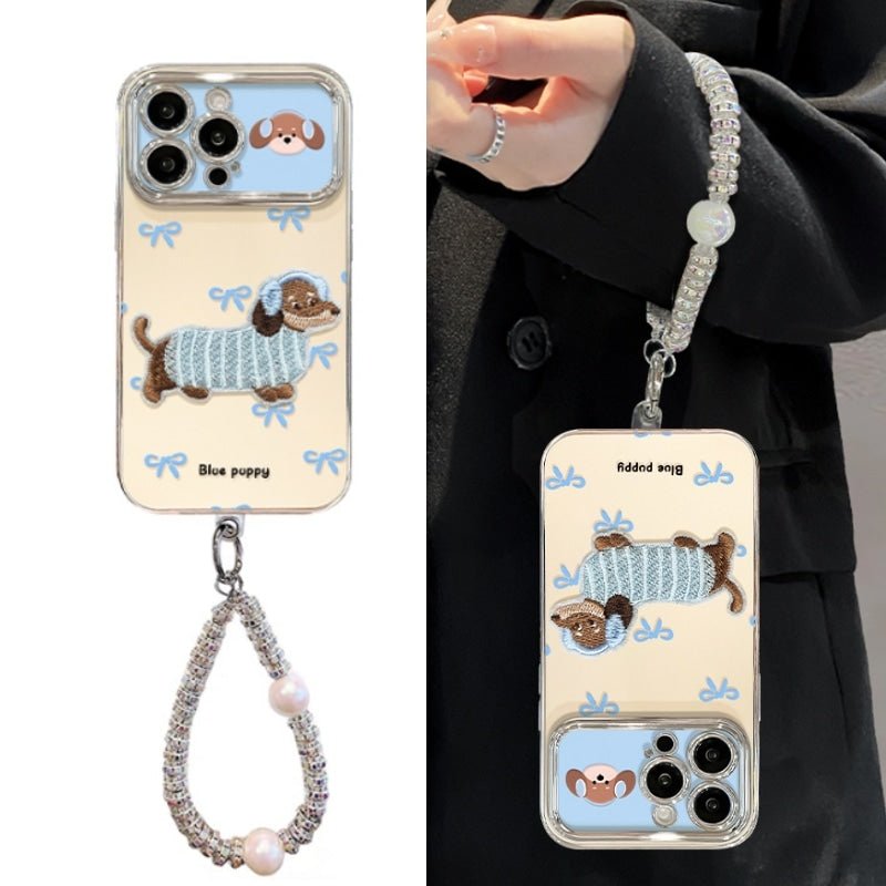 CutePuppyCharmPhoneCaseforiPhone17Air161514131211XProMaxPlus00007.jpg Cute Embroidered Puppy Charm Phone Case for iPhone 17 Air 16 15 14 13 12 11 X Pro Max Plus