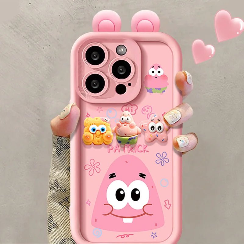 CuteSpongePhoneCaseForiPhone17161514131211XProMaxPlus78_4_-0.jpg Cute SpongeBob Phone Case For iPhone Cartoon Back Cover With Patrick Chain