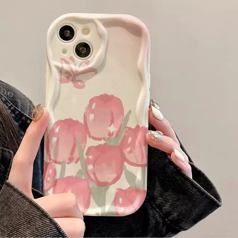 Tulip Flower Floral Phone Case For iPhone Cream Back Cover