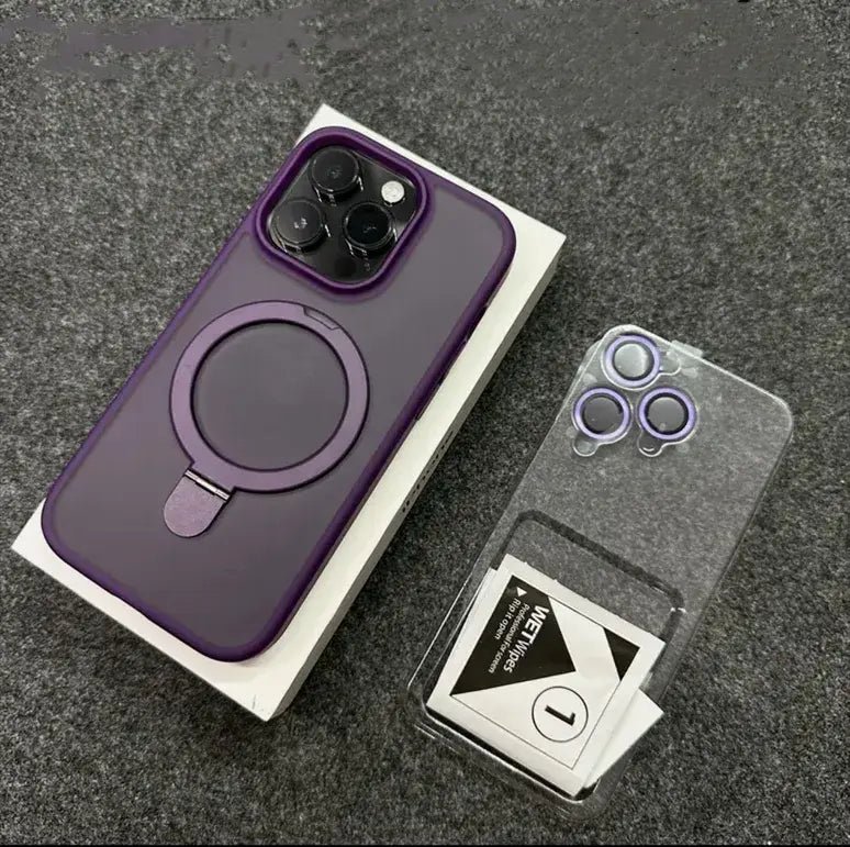MagSafecase00002.jpg 180闂 Rotating Grip Magsafe Phone Case For iPhone 17 16 15 14 13 12 11 Pro X Max 7 8 Plus With Free Lens Protector Magnetic Cover