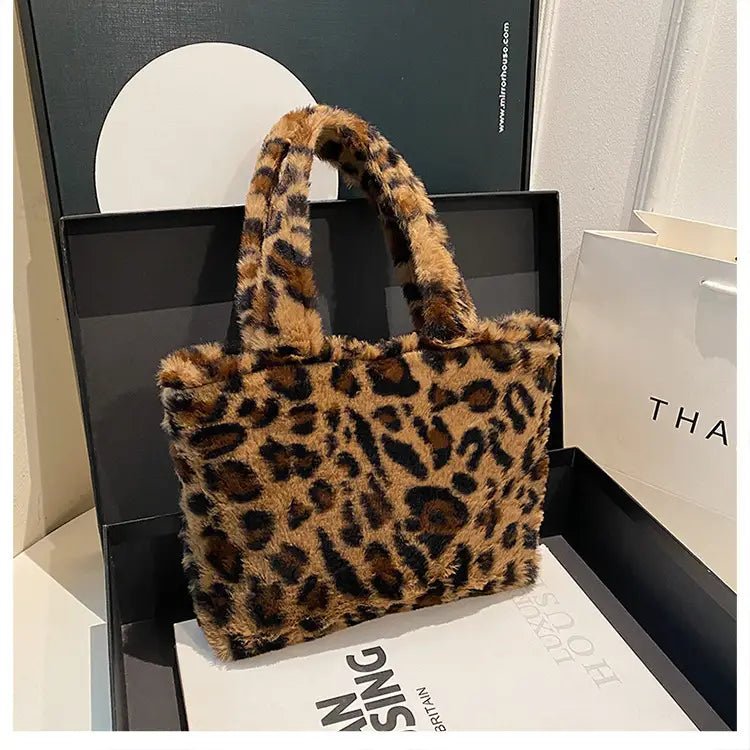 Leopard Kitten Handbag Velvet Plush Bags