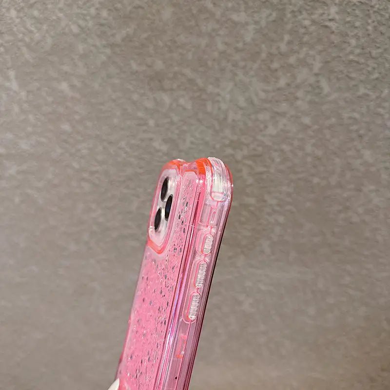 Candy Color Glitter Curvy Waist Phone Case For iPhone Shiny Lanyard Back Cover