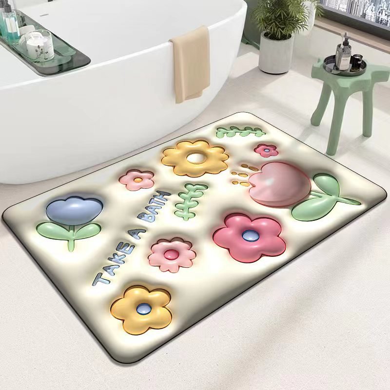 Diatomaceous Earth Quick Dry Floor Mat - Non-Slip Foamed Printed Mat for Home