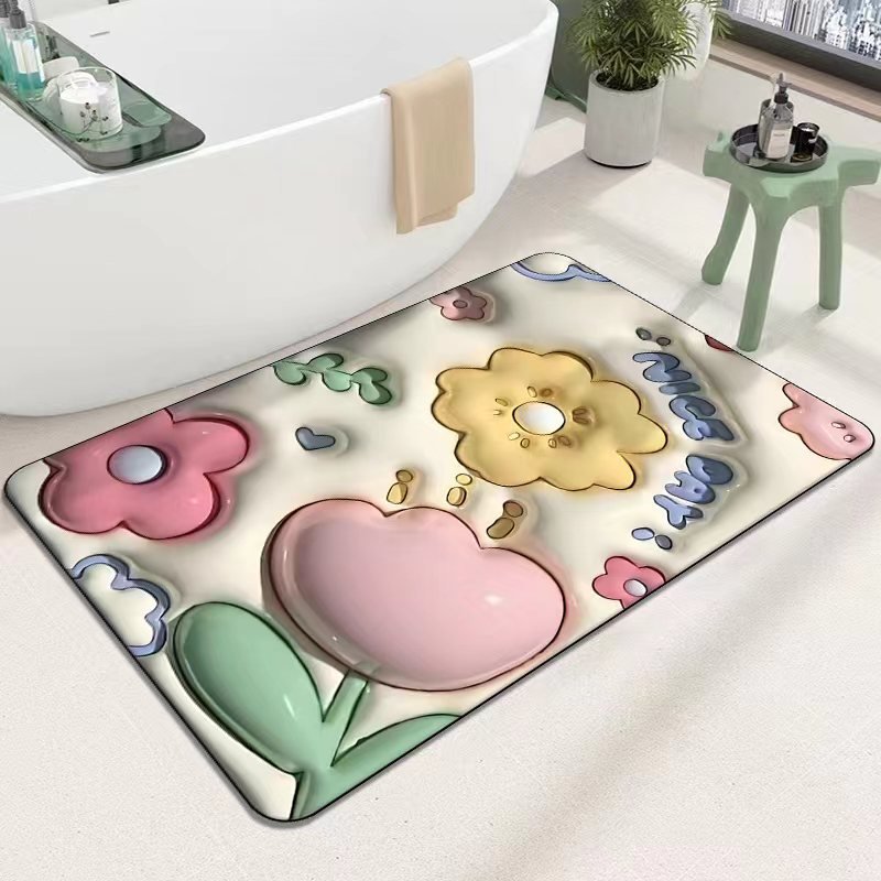 Diatomaceous Earth Quick Dry Floor Mat - Non-Slip Foamed Printed Mat for Home