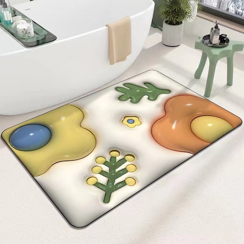 Diatomaceous Earth Quick Dry Floor Mat - Non-Slip Foamed Printed Mat for Home