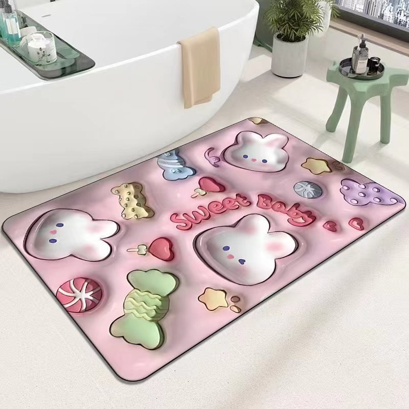 Diatomaceous Earth Quick Dry Floor Mat - Non-Slip Foamed Printed Mat for Home