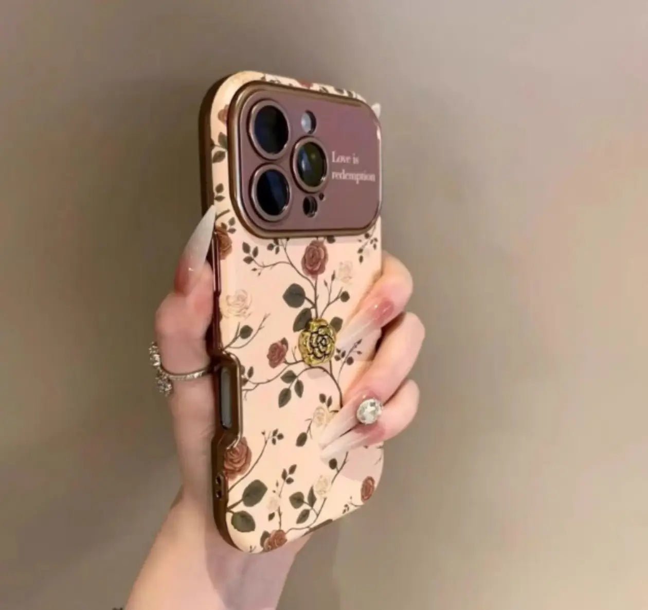 [No Plus Model] Floral Rose Camellia Leather Buckle Lanyard Phone Case for iPhone