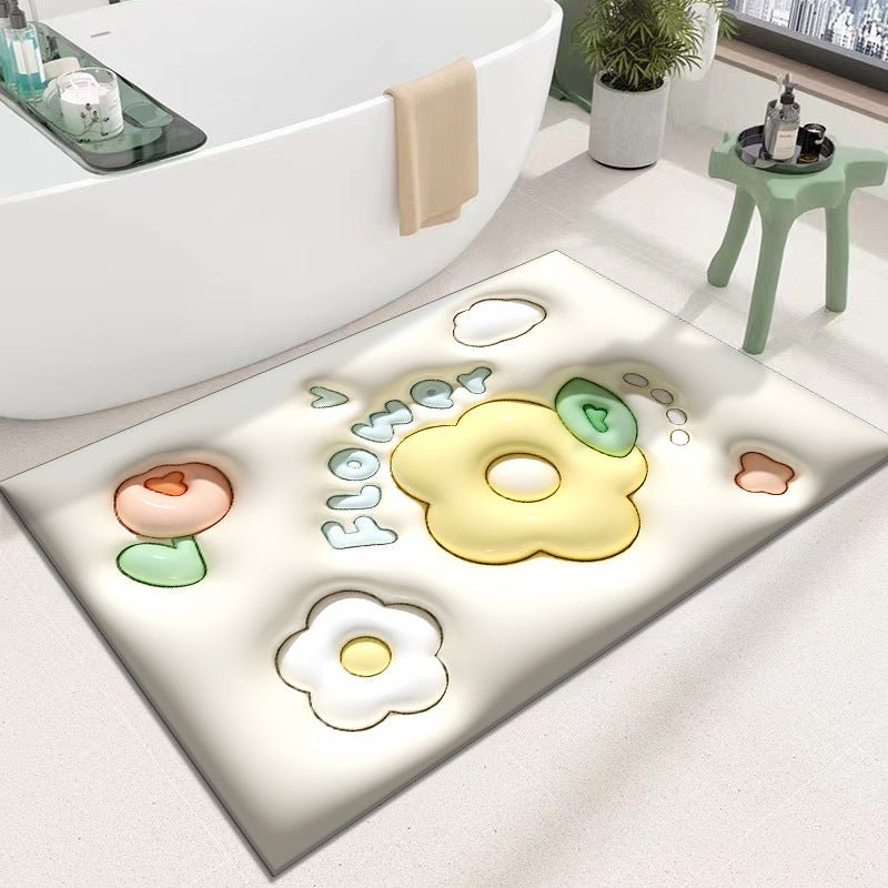 Diatomaceous Earth Quick Dry Floor Mat - Non-Slip Foamed Printed Mat for Home