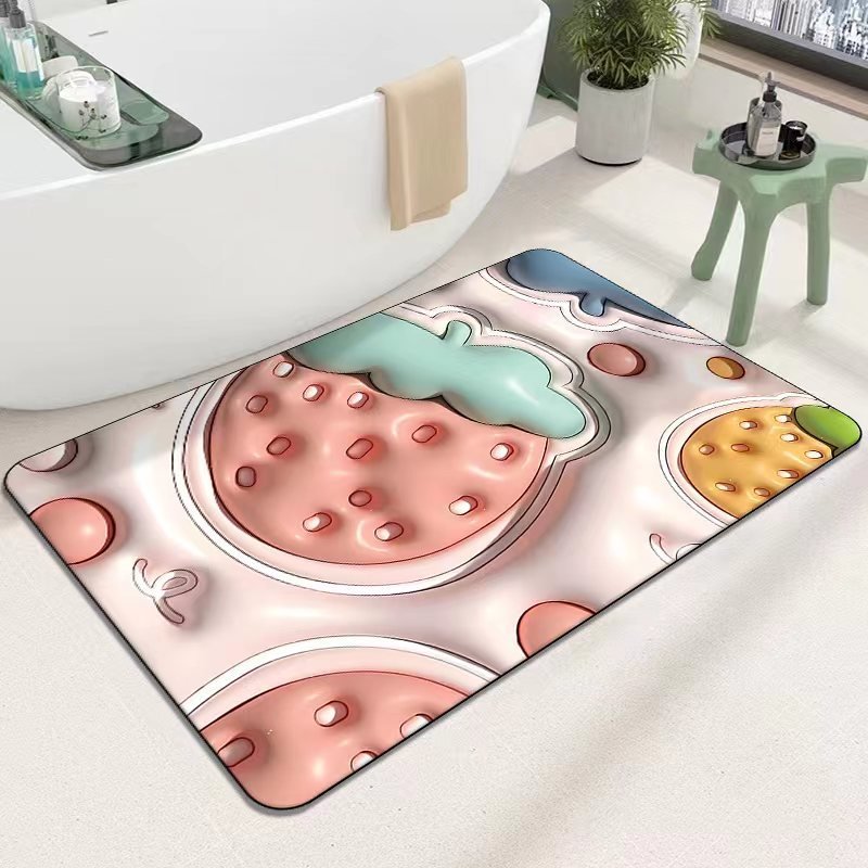 Diatomaceous Earth Quick Dry Floor Mat - Non-Slip Foamed Printed Mat for Home
