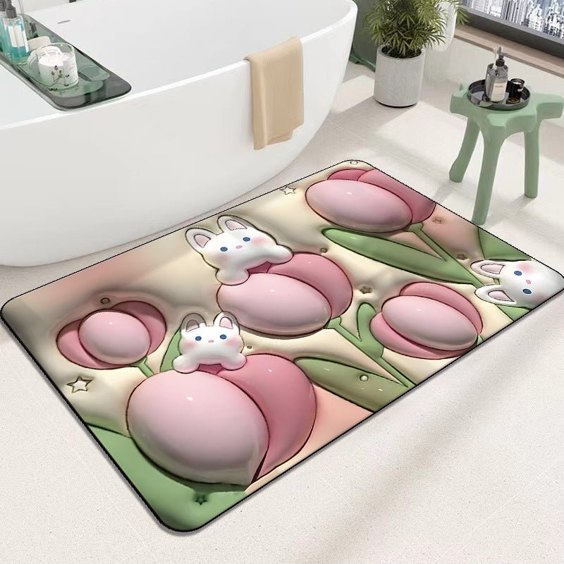 Diatomaceous Earth Quick Dry Floor Mat - Non-Slip Foamed Printed Mat for Home