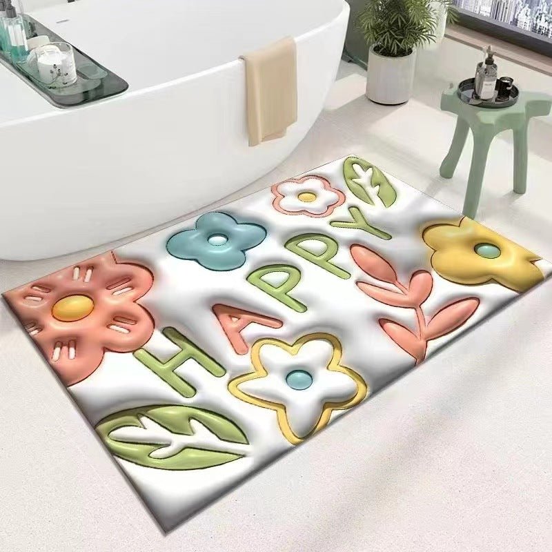 Diatomaceous Earth Quick Dry Floor Mat - Non-Slip Foamed Printed Mat for Home