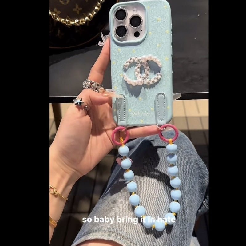 Pearls Diamonds Beads Charm Phone Case For iPhone 16 15 14 13 12 Series