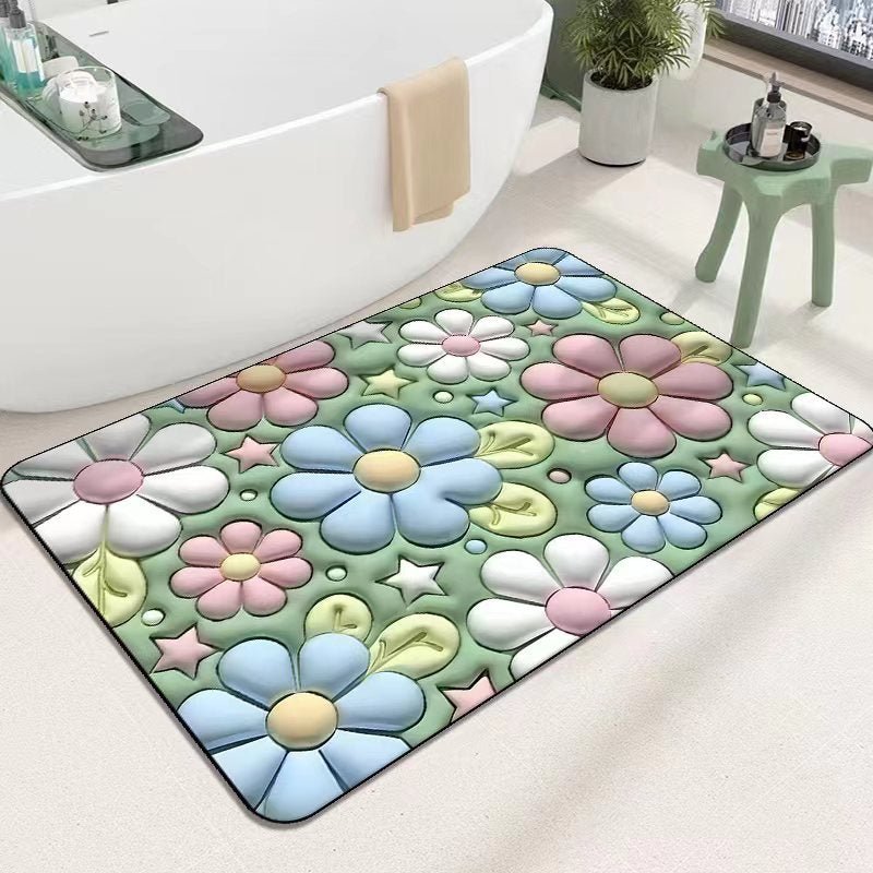 Diatomaceous Earth Quick Dry Floor Mat - Non-Slip Foamed Printed Mat for Home