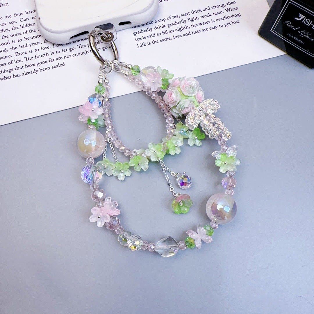 Handmade DIY Flower Cluster Crystal Chain Charm for All Phone Case Pad Case Bumper Bracelet