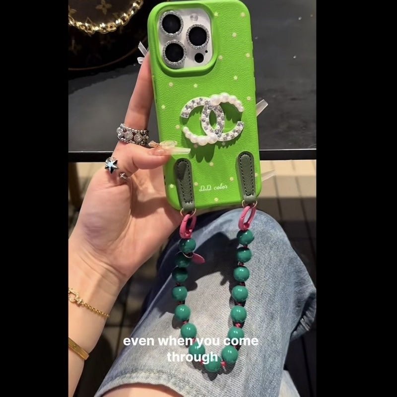 Pearls Diamonds Beads Charm Phone Case For iPhone 16 15 14 13 12 Series