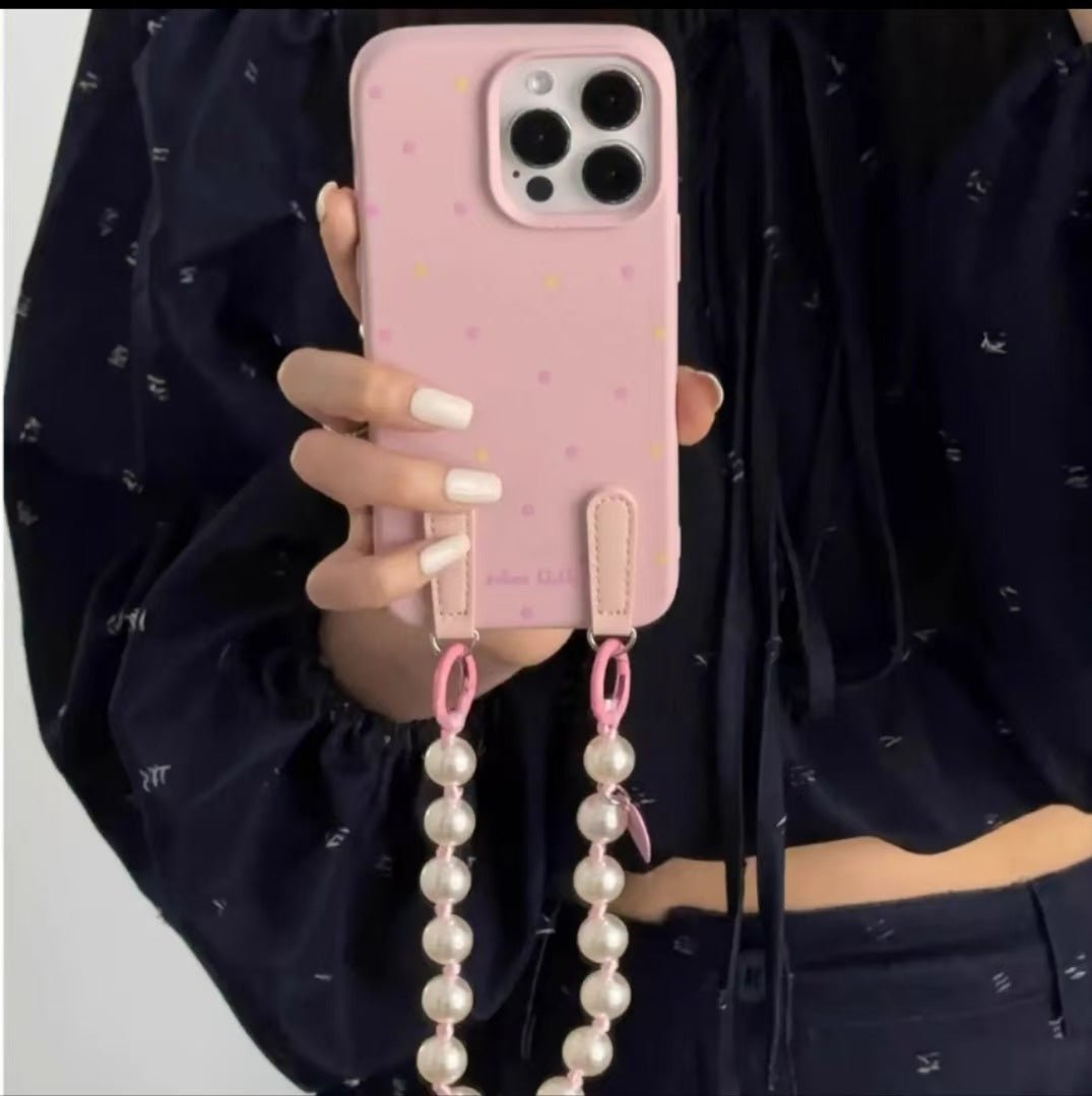 Pearls Diamonds Beads Charm Phone Case For iPhone 16 15 14 13 12 Series