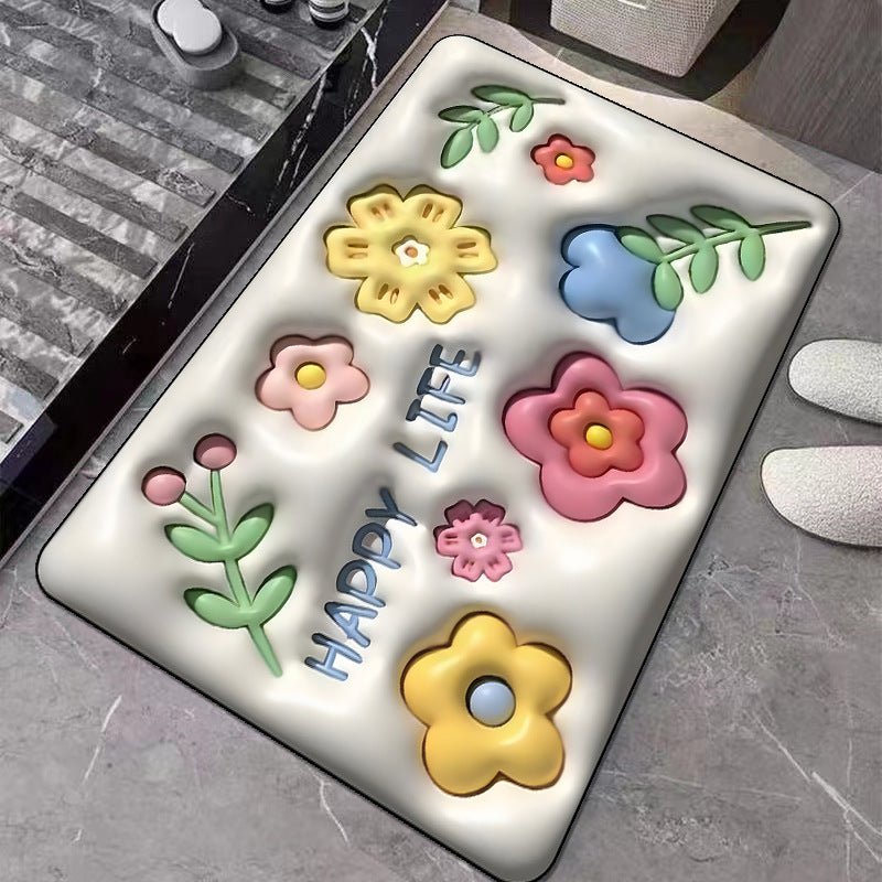 Diatomaceous Earth Quick Dry Floor Mat - Non-Slip Foamed Printed Mat for Home