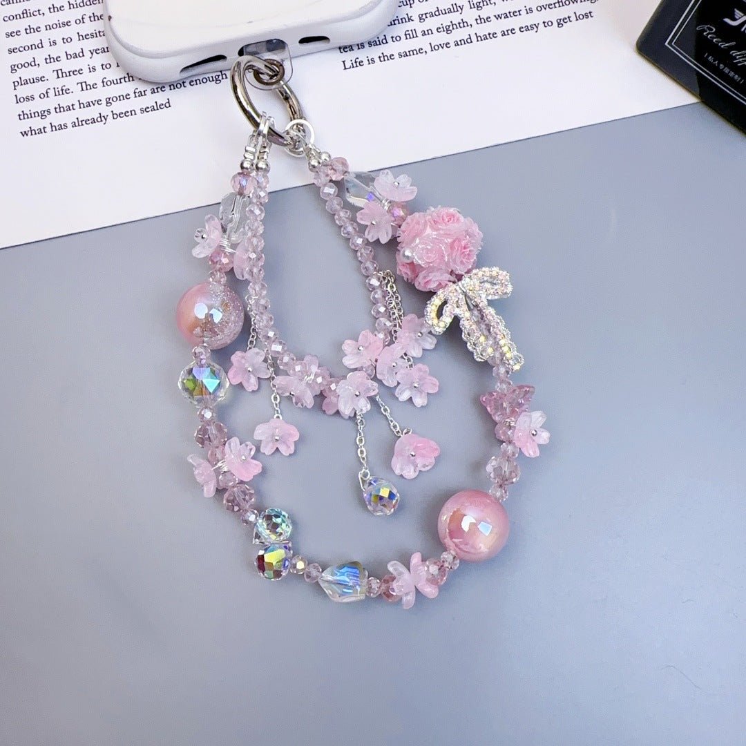 Handmade DIY Flower Cluster Crystal Chain Charm for All Phone Case Pad Case Bumper Bracelet
