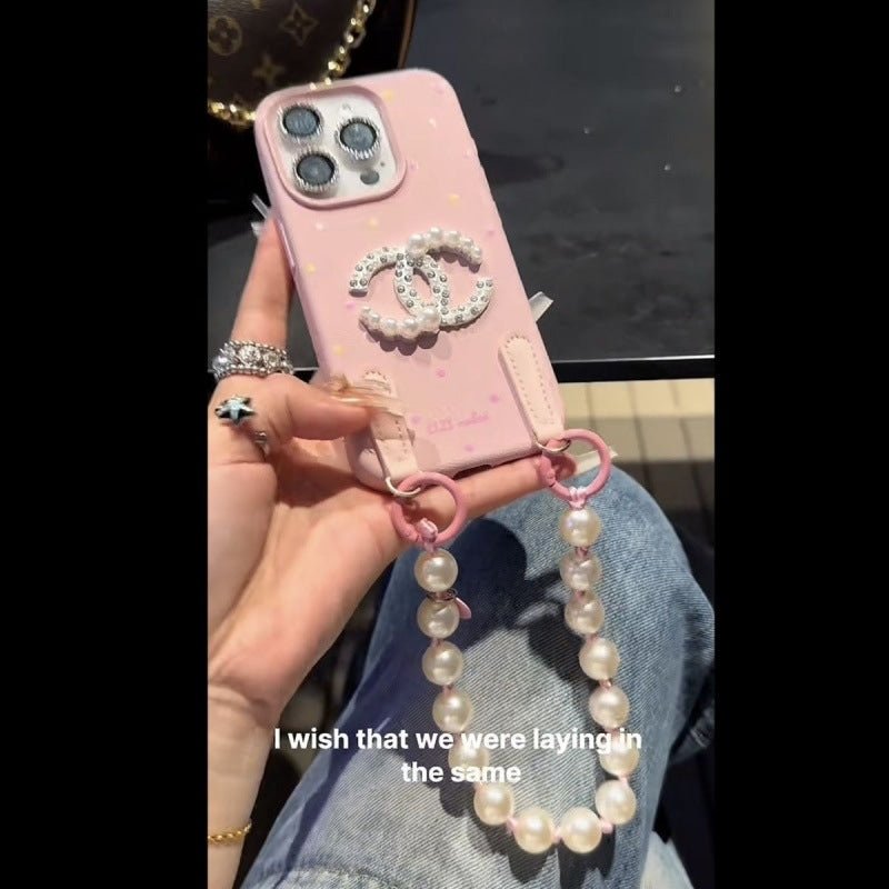 Pearls Diamonds Beads Charm Phone Case For iPhone 16 15 14 13 12 Series