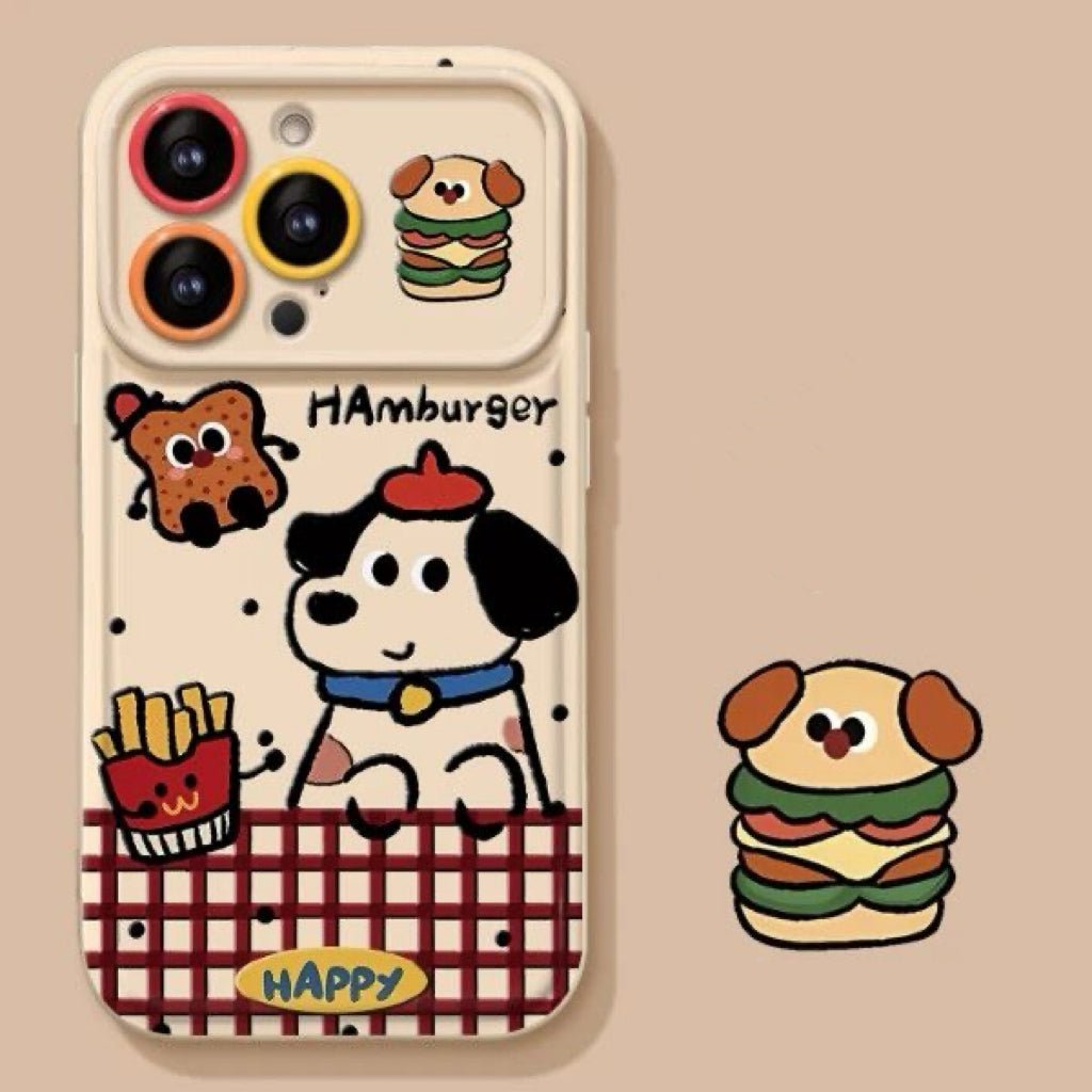QQ_20260215004907.jpg Puppy Hamburger Flip Mirror Phone Case