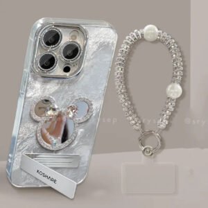 SilverMickMirrorPhoneCaseForiPhoneWithFoldableKickstandandMetalBracelet00002.jpg Silver Mick Mirror Phone Case For iPhone With Foldable Kickstand and Metal Bracelet