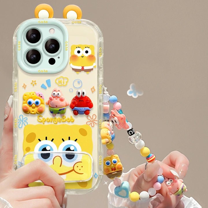 SpongeMirrorPhoneCaseforiPhone17Air1615141312ProMaxPlusWithCarm_4_-0.jpg Cute SpongeBob Mirror Phone Case for iPhone Cartoon Back Cover With Chain