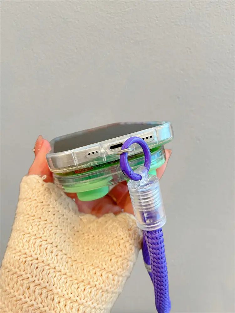 Creative Waterful Ring Toss Handheld Water Game Monster Phone Case for iPhone With Charm