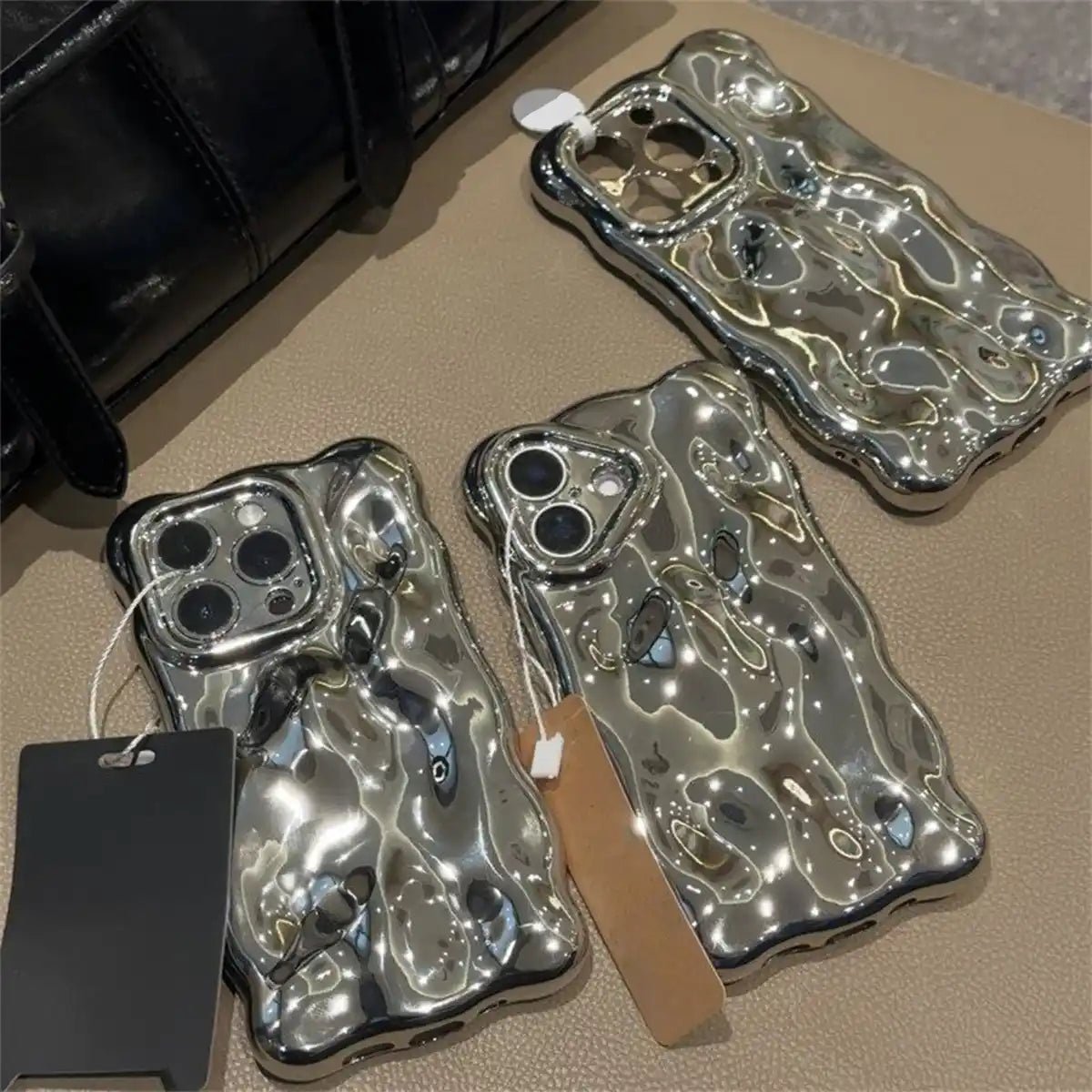 WaveRippledSilverShinyPhoneCaseForiPhoneCharmBackCover00002.jpg Wave Rippled Silver Shiny Phone Case For iPhone Charm Back Cover