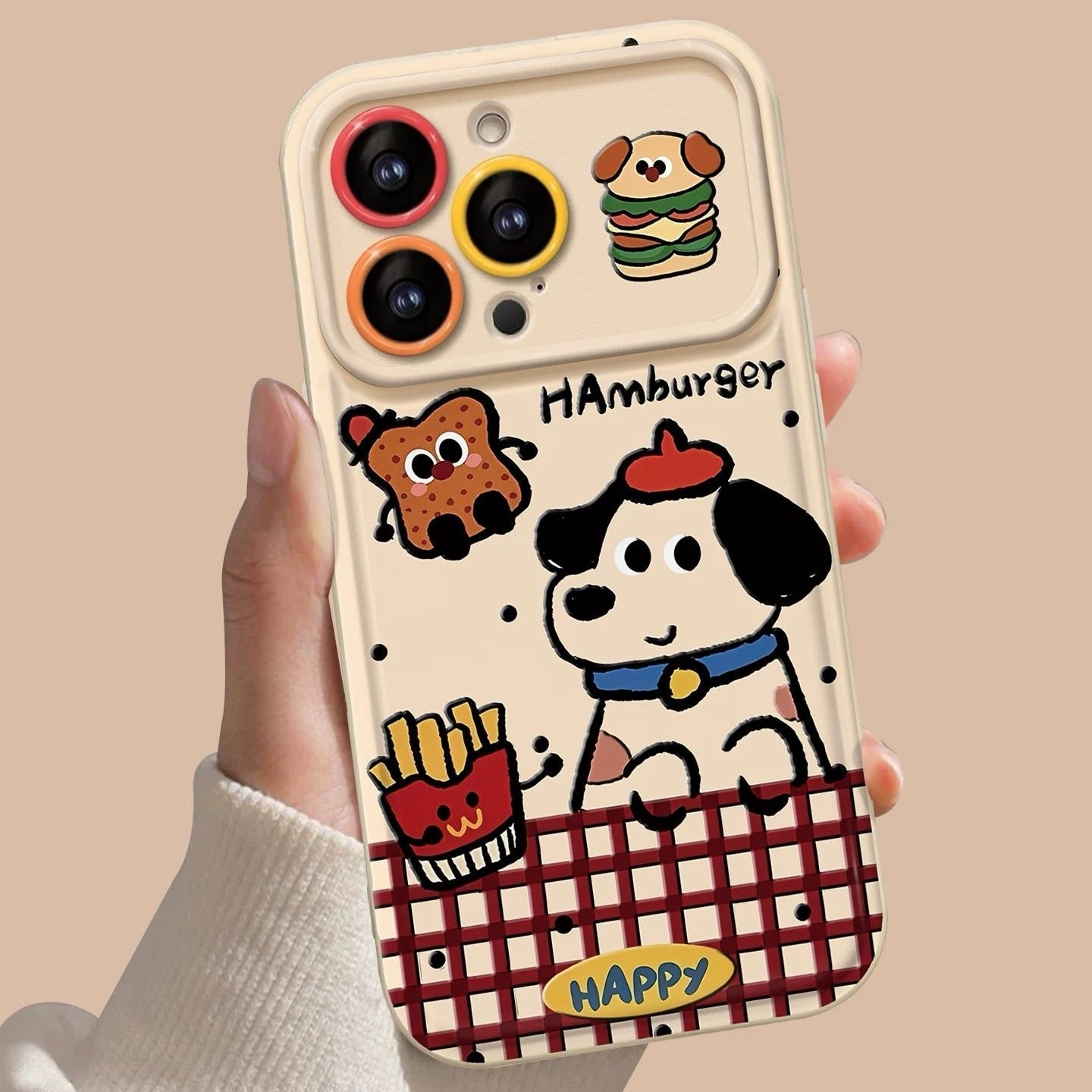 c65620180c713cb0d085f6cd507491f3.jpg Puppy Hamburger Flip Mirror Phone Case