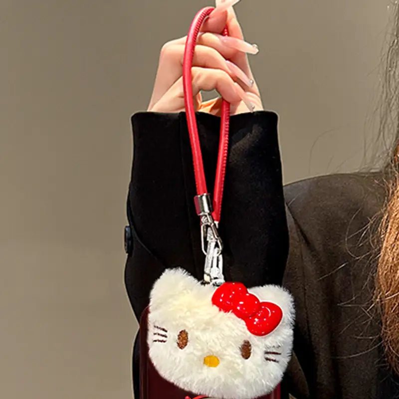Cute Bow Kitty Phone Charm Beads Chain for iPhone Samsung Android Case Cover