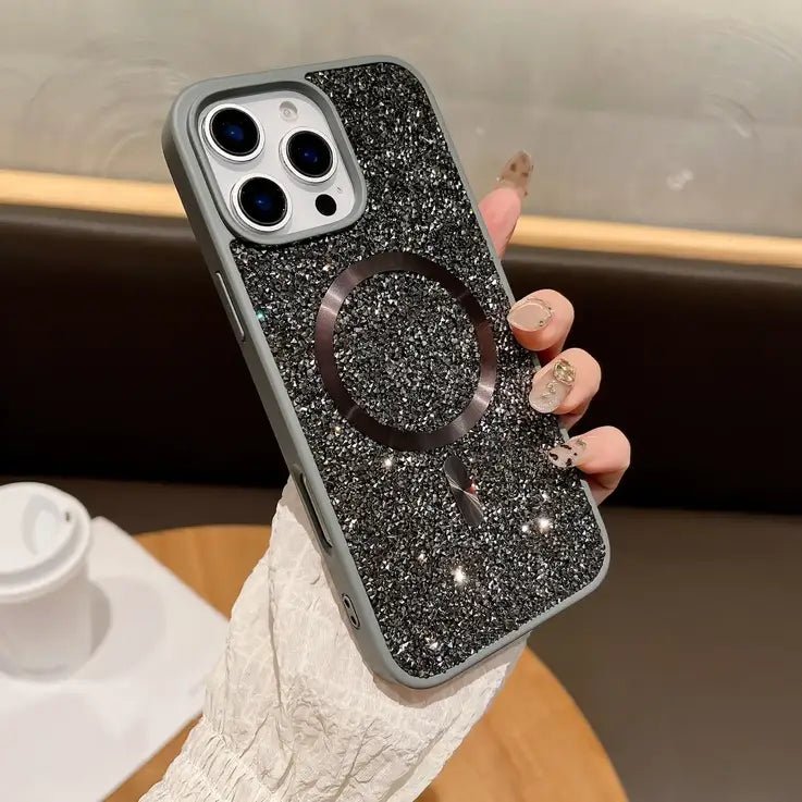 Glitter Diamond Magsafe Phone Case For iPhone Magnetic Wireless Charging Shockproof Cover