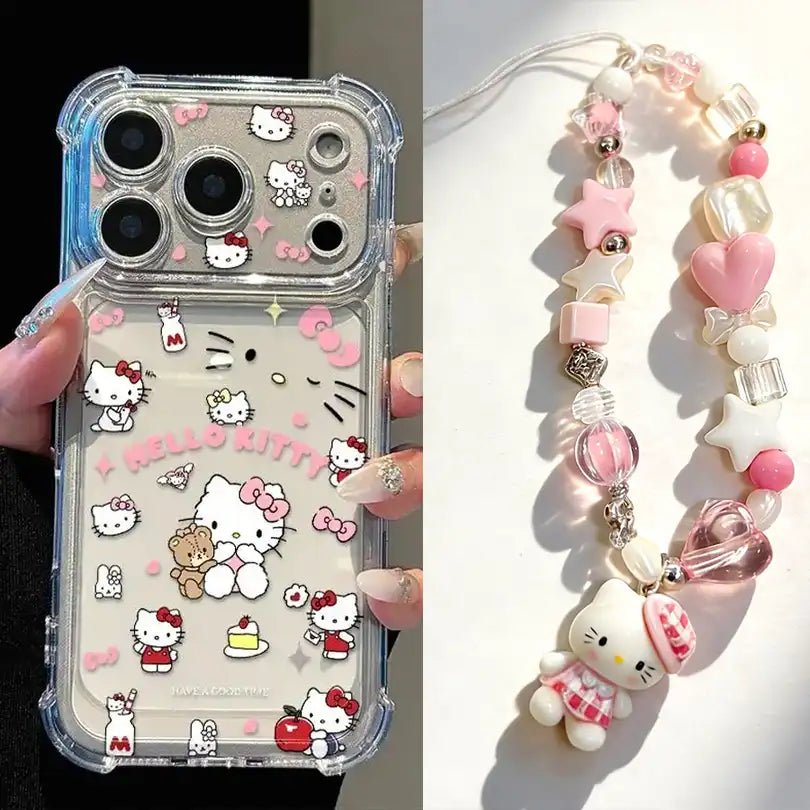 with-kitty-chain-_6-JC0108-D-0.jpg Cute Kitty Corner Airbag Anti-Drop Protection Clear TPU iPhone Case With Kitten Bracelet