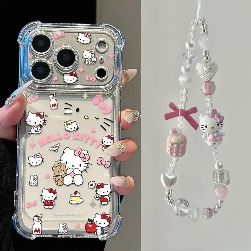 with-kitty-chain-_7-JC0108-D-0.jpg Cute Kitty Corner Airbag Anti-Drop Protection Clear TPU iPhone Case With Kitten Bracelet