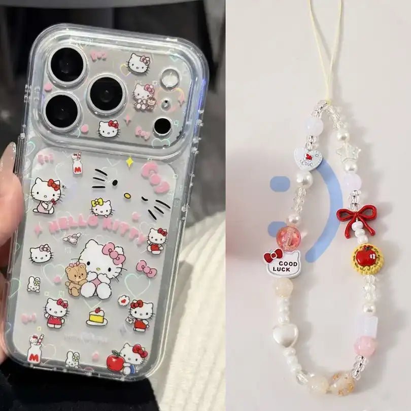 withkittychain_3-jc0108-TYPEC.jpg Cute Kitty Corner Airbag Anti-Drop Protection Clear TPU iPhone Case With Kitten Bracelet