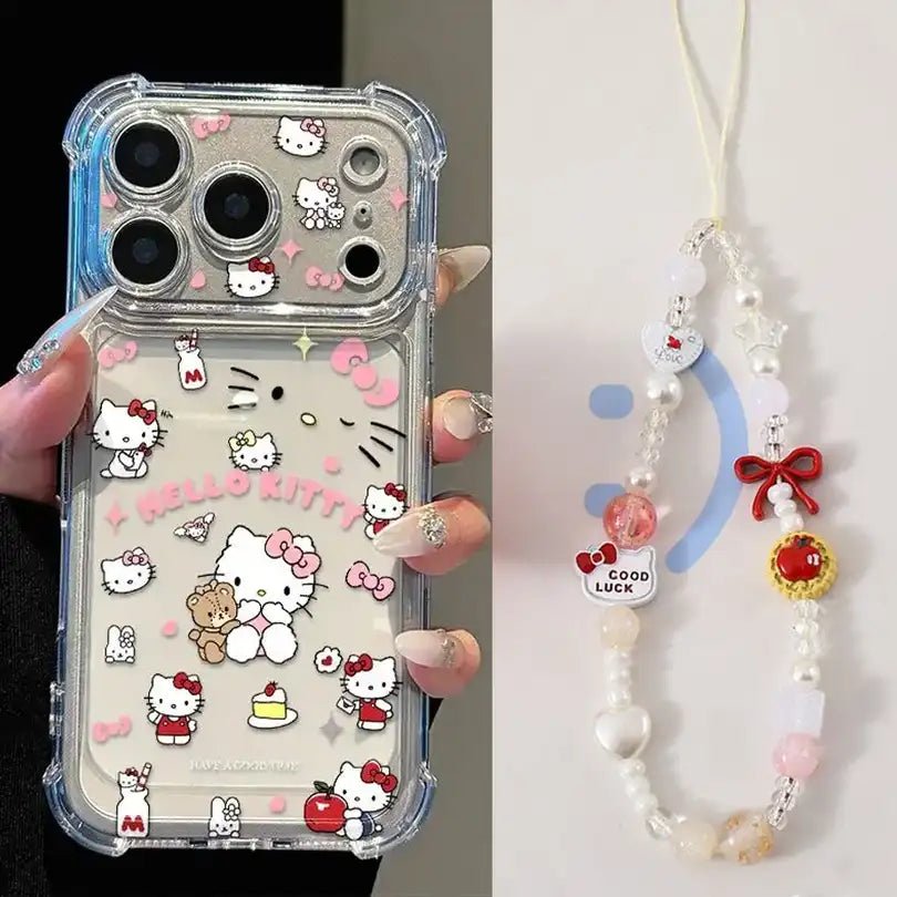 withkittychain_3-jc0108-TYPED.jpg Cute Kitty Corner Airbag Anti-Drop Protection Clear TPU iPhone Case With Kitten Bracelet