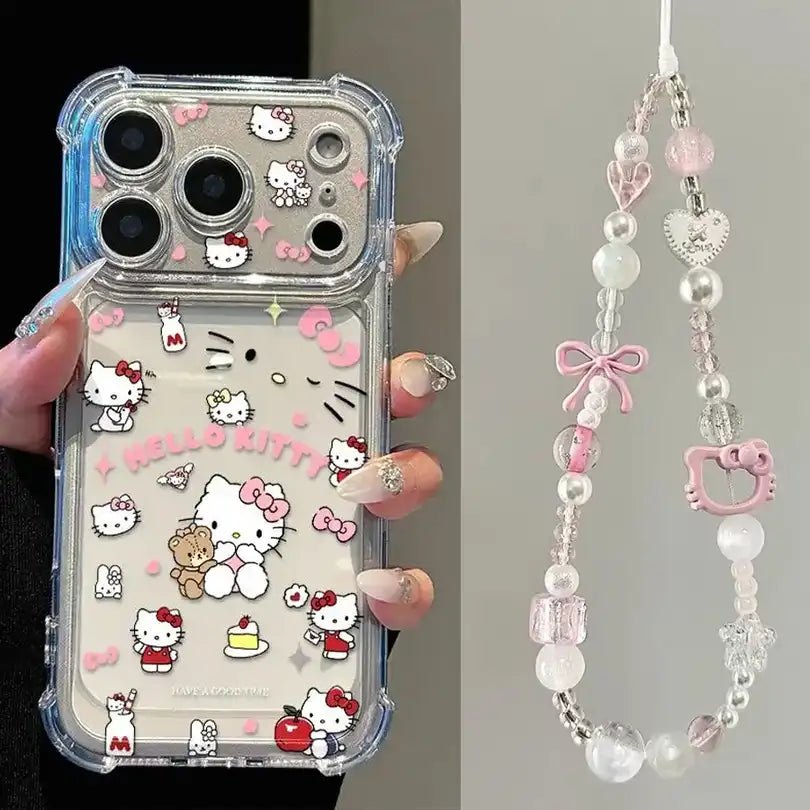 withkittychain_4-jc0108-TYPED.jpg Cute Kitty Corner Airbag Anti-Drop Protection Clear TPU iPhone Case With Kitten Bracelet