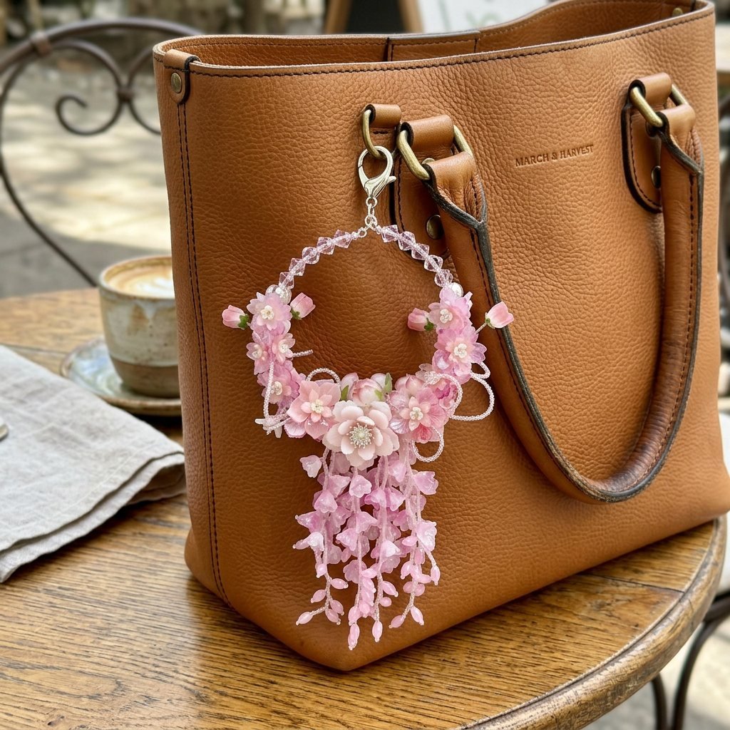 03_Bag_Charm_75b0a519-41b7-4219-a8e9-217f82d64a84.jpg Handmade Pink Doll Floral Charm | Kawaii Doll Bag Keychain | Car Mirror Pendant | Cute Coquette Gift