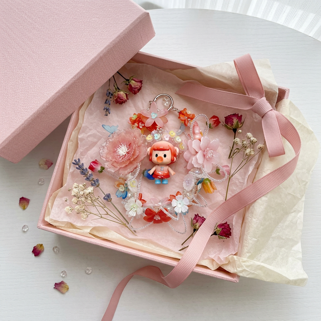 04_875212d4-4e5e-4099-97b3-a77fd9e00108.png Handmade Red Pink Floral Wreath Charm | Kawaii Doll Car Mirror Pendant | Colorful Room Decor Gift