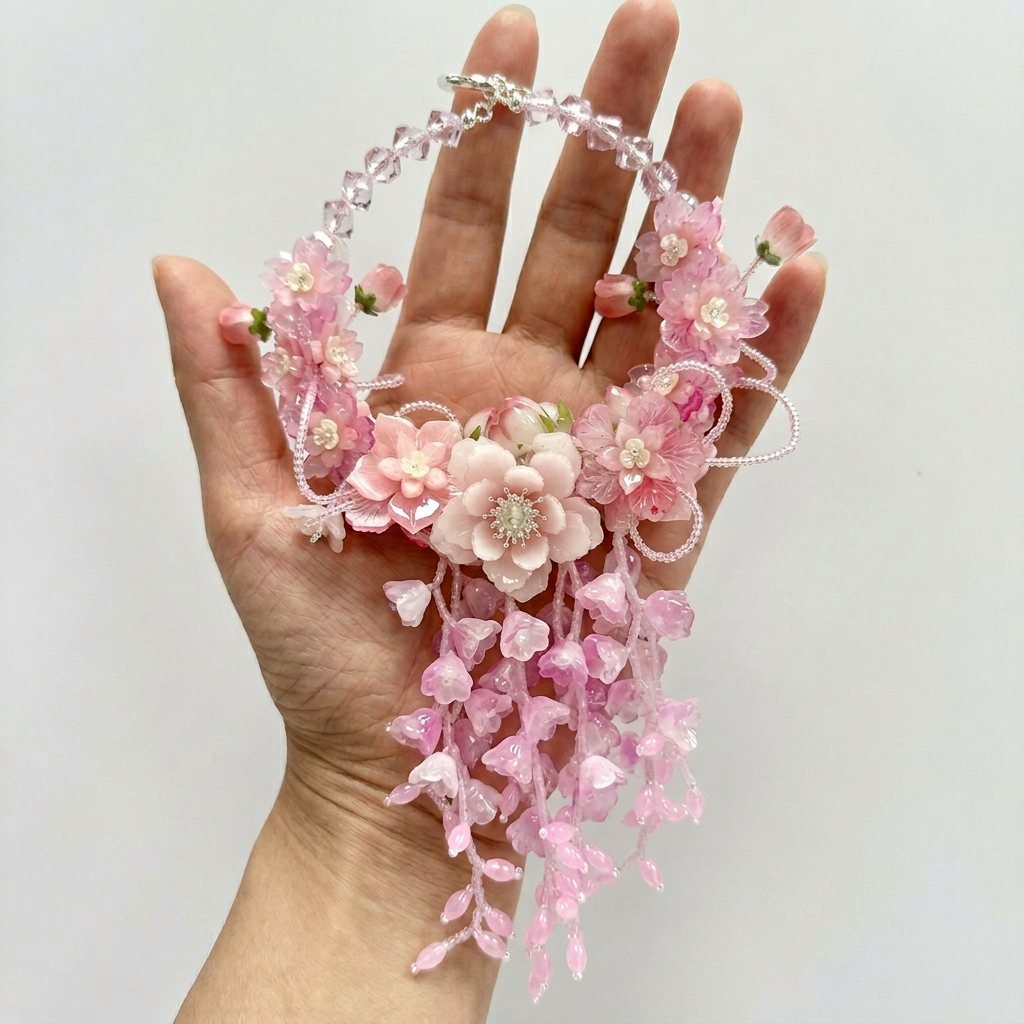 06_Hand_Scale_125fc873-a8a3-4716-9fa8-38d9d605375d.jpg Handmade Pink Doll Floral Charm | Kawaii Doll Bag Keychain | Car Mirror Pendant | Cute Coquette Gift