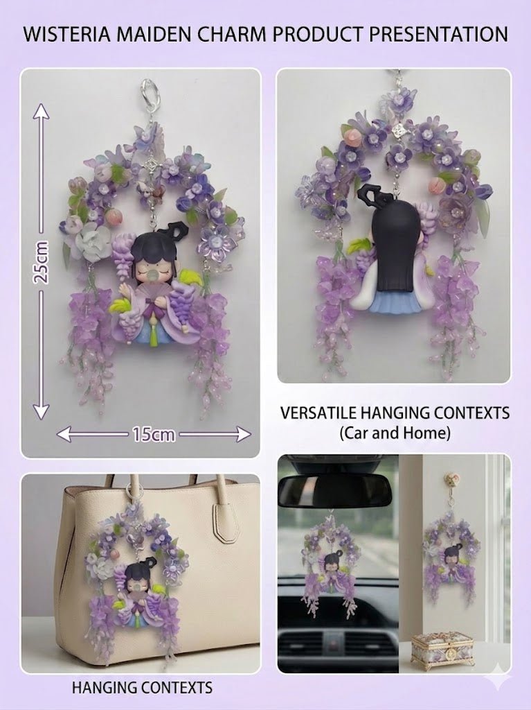200c69e6f62e7e019e0ed3b446cb08ab_18810f39-d120-4b83-bf78-ba1112259a64.jpg Handmade Chinese Fairy Floral Wreath Charm - Double-Sided Purple Flower Accessory