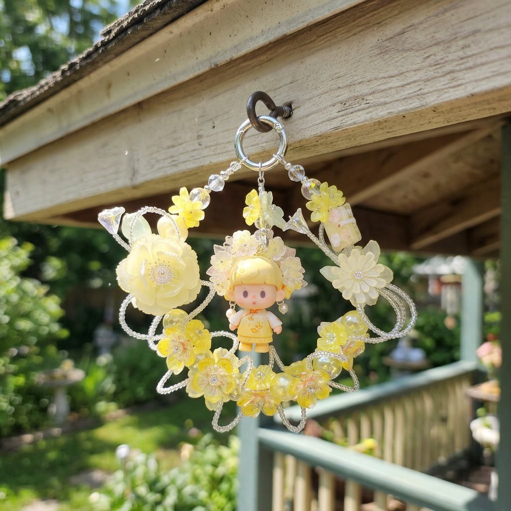 81a801adbf1630fca20861905a7665ec.jpg Handmade Yellow Hair Floral Doll Charm | Sunny Kawaii Bag Keychain Car Mirror Pendant