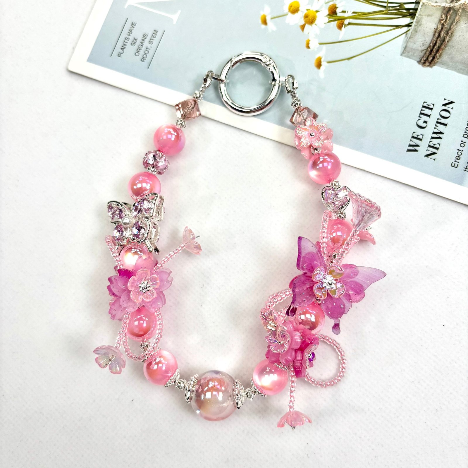 Cache_-1d3da7690d276675.jpg Handmade Butterfly Beaded Charm, Y2K Aesthetic Car Mirror Hanging, Cute Flower Bag Pendant, Gift for Her