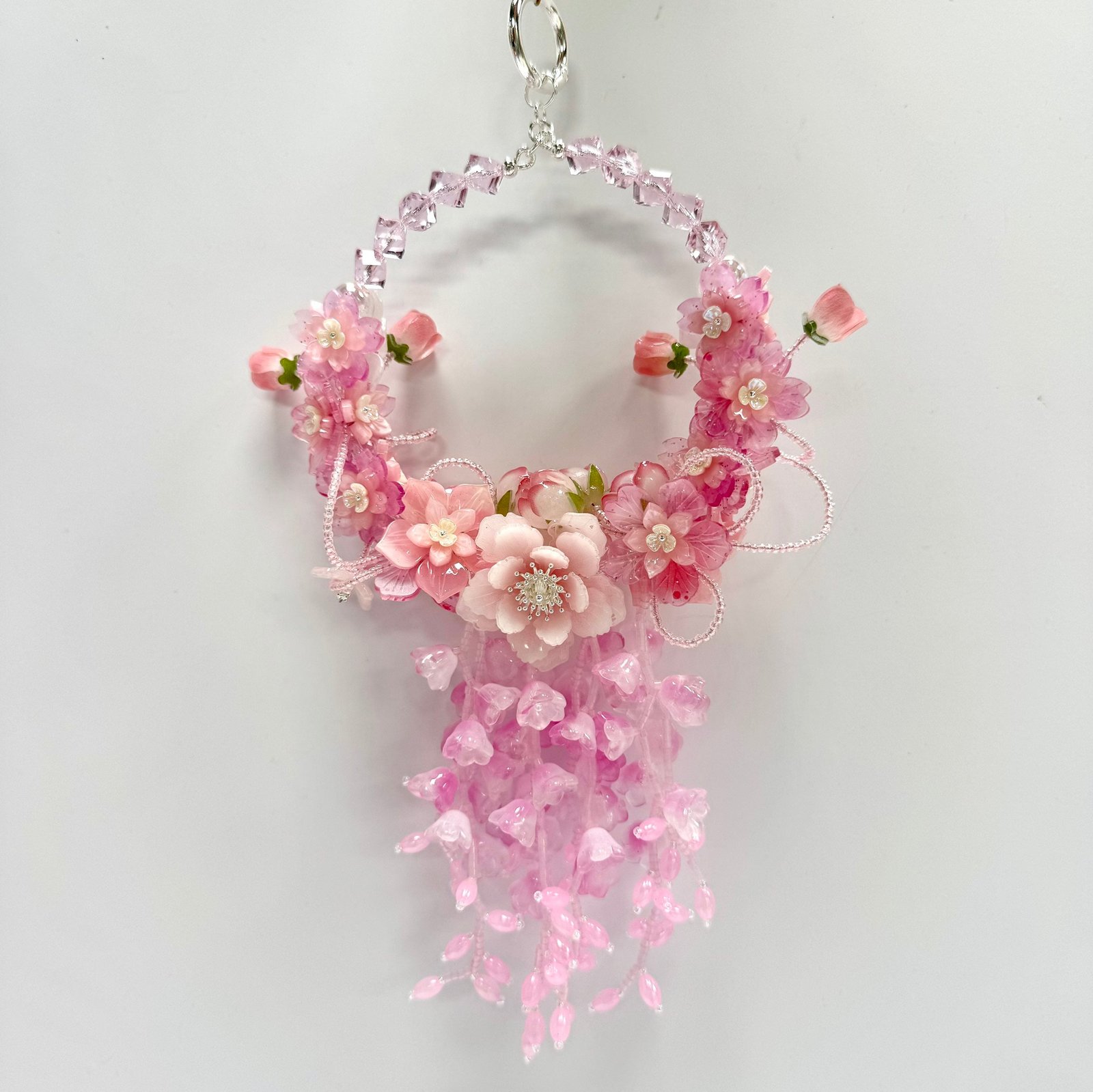 Cache_50b645a47c71f928.jpg Handmade Pink Doll Floral Charm | Kawaii Doll Bag Keychain | Car Mirror Pendant | Cute Coquette Gift