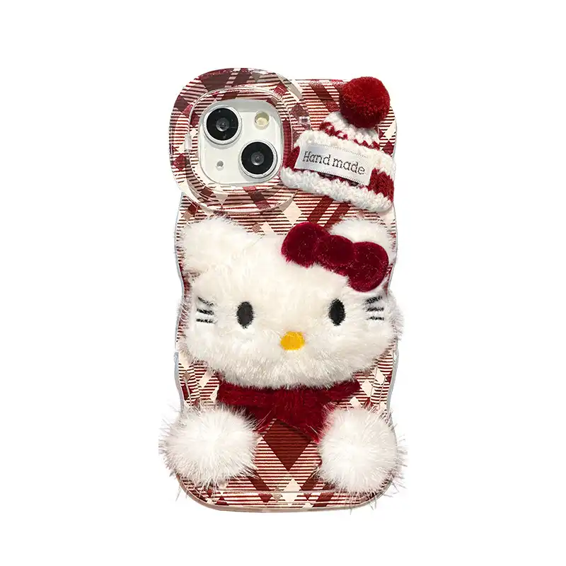 Cute 3D Plush Kitty Doll Phone Case for iPhone