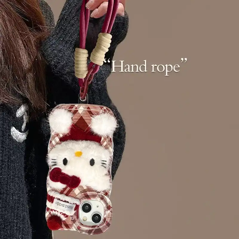 Cute 3D Plush Kitty Doll Phone Case for iPhone